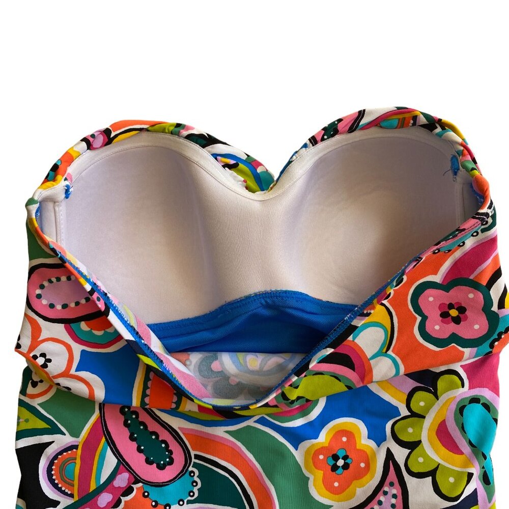 Bleu Rod Beattie Retro Paisley & Floral Tummy Control Strapless Tankini Top-6 - Picture 8 of 14